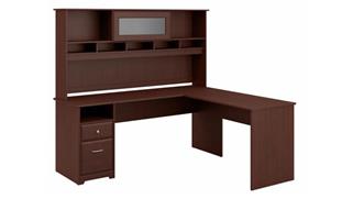 L Shaped Desks Bush Furnishings 72in W L-Shaped Computer Desk with Hutch and Drawers