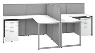 Workstations & Cubicles Bush Furnishings 60in W 2 Person L-Desk Open Office with 2 - 3 Drawer Mobile Pedestals and 45in H Panels