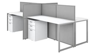 Workstations & Cubicles Bush Furnishings 60in W 4 Person Open Cubicle Desk with 4 Mobile File Cabinets and 45in H Panels