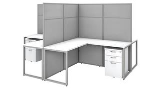 Workstations & Cubicles Bush Furnishings 60in W 4 Person L-Shaped Cubicle Desk with Drawers and 66in H Panels