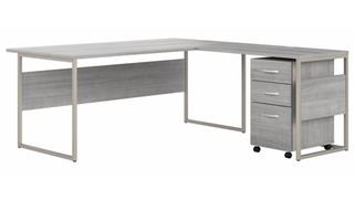 L Shaped Desks Bush Furnishings 72in W x 72in D L-Shaped Table Desk with Assembled Mobile File Cabinet
