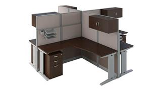 Workstations & Cubicles Bush Furnishings 4 Person L-Shaped Cubicle Desks with Storage, Drawers, and Organizers
