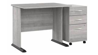Computer Desks Bush Furnishings 36in W Small Computer Desk with Assembled 3 Drawer Mobile File Cabinet