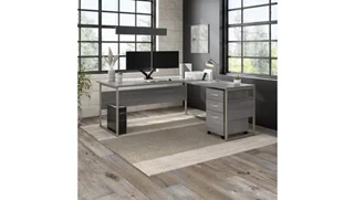 Desk Monitor Stands /Arms Bush Furnishings Adjustable Dual Monitor Arm with USB Port