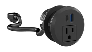 Power Modules Bush Furnishings 2in Desktop Power Grommet with AC Outlet and USB-A/USB-C Ports