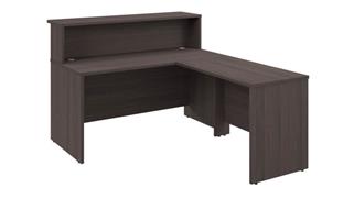 Reception Stand-Alone Desk Bush Furnishings 60in W x 72in D L-Shaped Reception Desk with Shelf