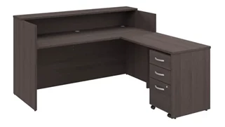 Reception Stand-Alone Desk Bush Furniture 72in W x 72in D L-Shaped Reception Desk with Shelf and Mobile File Cabinet