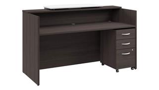 Reception Stand-Alone Desk Bush Furnishings 72in W x 30in D Reception Desk with Bow Front Counter and Mobile File Cabinet