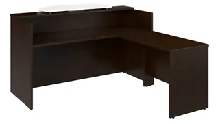 Reception Stand-Alone Desk Bush Furniture 72in W x 72in D L-Shaped Reception Desk with Bow Front Counter