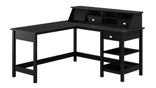 L Shaped Single Pedestal Desks Bush Furnishings 60in W L-Shaped Computer Desk with Desktop Organizer