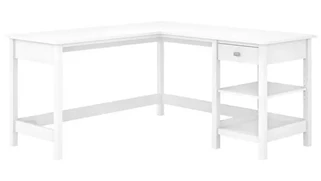 L Shaped Single Pedestal Desks Bush Furnishings 60in W L-Shaped Computer Desk with Storage