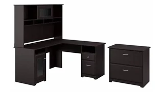 L Shaped Desks with Hutch Bush Furniture 60in W L-Shaped Desk with Hutch and Lateral File Cabinet