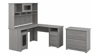 L Shaped Desks with Hutch Bush Furniture 60in W L-Shaped Computer Desk with Hutch and Lateral File Cabinet
