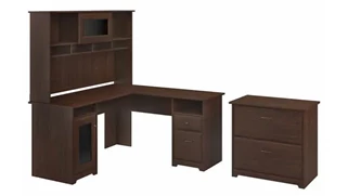 L Shaped Desks with Hutch Bush Furniture 60in W L-Shaped Computer Desk with Hutch and Lateral File Cabinet