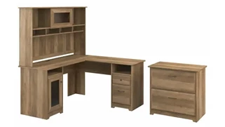 L Shaped Desks Bush 60in W L-Shaped Computer Desk with Hutch and Lateral File Cabinet