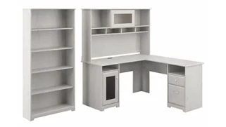 L Shaped Desks with Hutch Bush Furnishings 60in W L-Shaped Computer Desk with Hutch and 5 Shelf Bookcase