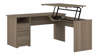 Standing Desks - Manually Adjustable Bush Furnishings 60in W 3 Position L-Shaped Sit to Stand Desk