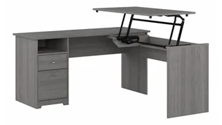 Standing Desks - Manually Adjustable Bush Furniture 60in W 3 Position L-Shaped Sit to Stand Desk