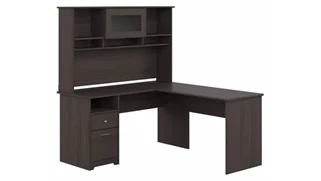 L Shaped Desks with Hutch Bush Furniture 60in W L-Shaped Computer Desk with Hutch and Drawers