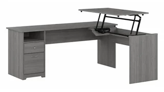 Standing Desks - Manually Adjustable Bush Furnishings 6ft W 3 Position L-Shaped Sit to Stand Desk