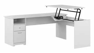 Standing Desks - Manually Adjustable Bush Furniture 6ft W 3 Position L-Shaped Sit to Stand Desk