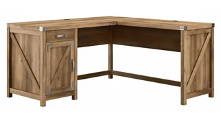 L Shaped Single Pedestal Desks Bush Furnishings 60in W L-Shaped Desk with Drawer and Storage Cabinet