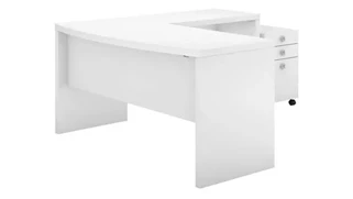 L Shaped Single Pedestal Desks Bush Furniture L-Shaped Bow Front Desk with Mobile File Cabinet