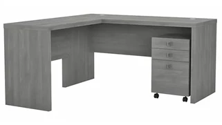 L Shaped Single Pedestal Desks Bush Furnishings L-Shaped Desk with Mobile File Cabinet