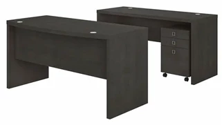 Office Suites Bush Furnishings Bow Front Desk and Credenza with Mobile File Cabinet