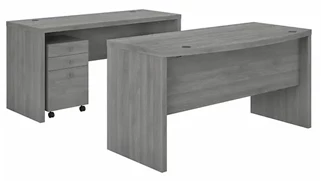 Office Suites Bush Furnishings Bow Front Desk and Credenza with Mobile File Cabinet