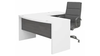 L Shaped Desk Shells Bush Furnishings L-Shaped Bow Front Desk with High Back Chair