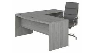 L Shaped Desk Shells Bush Furniture 72in W Bow Front L-Shaped Desk and High Back Leather Executive Office Chair