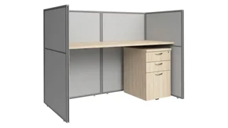 Cubicles Bush 60in W Straight Desk Closed Office with 45in H Panels and 3 Drawer Mobile Pedestal