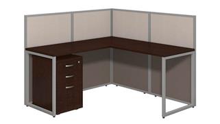 Workstations & Cubicles Bush 60in W L-Shaped Open Cubicle Desk with 3 Drawer Mobile File Cabinet and 45in H Panels