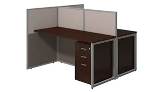 Cubicles Bush Furniture 60in W 2 Person Straight Desk Open Office with 3 Drawer Mobile Pedestals and 45in H Panels