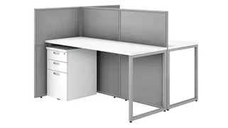 Cubicles Bush Furnishings 60in W 2 Person Straight Desk Open Office with 3 Drawer Mobile Pedestals and 45in H Panels