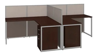 Cubicles Bush Furnishings 60in W 2 Person L-Desk Open Office with 2 - 3 Drawer Mobile Pedestals and 45in H Panels