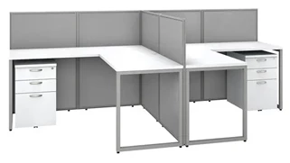 Cubicles Bush Furnishings 60in W 2 Person L-Desk Open Office with 2 - 3 Drawer Mobile Pedestals and 45in H Panels