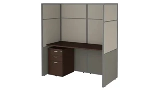 Cubicles Bush Furnishings 60in W Cubicle Desk with File Cabinet and 66in H Closed Panels Workstation