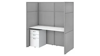 Cubicles Bush Furnishings 60in W Cubicle Desk with File Cabinet and 66in H Closed Panels Workstation