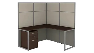 Cubicles Bush Furnishings 60in W L-Shaped Cubicle Desk with File Cabinet and 66in H Panels