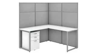 Cubicles Bush Furnishings 60in W L-Shaped Cubicle Desk with File Cabinet and 66in H Panels