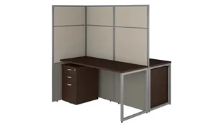 Cubicles Bush Furnishings 60in W 2 Person Cubicle Desk with File Cabinets and 66in H Panels