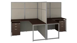 Cubicles Bush Furnishings 60in W 2 Person L-Shaped Cubicle Desk with Drawers and 66in H Panels