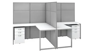 Cubicles Bush Furnishings 60in W 2 Person L-Shaped Cubicle Desk with Drawers and 66in H Panels