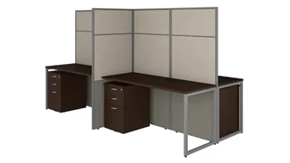 Cubicles Bush Furnishings 60in W 4 Person Cubicle Desk with File Cabinets and 66in H Panels