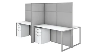 Cubicles Bush Furnishings 60in W 4 Person Cubicle Desk with File Cabinets and 66in H Panels