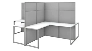 Cubicles Bush Furnishings 60in W 4 Person L-Shaped Cubicle Desk Workstation with 66in H Panels