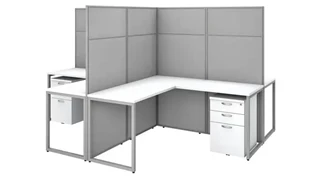 Cubicles Bush Furnishings 60in W 4 Person L-Shaped Cubicle Desk with Drawers and 66in H Panels