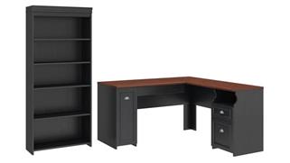 L Shaped Desks Bush 60in W L-Shaped Desk with 5 Shelf Bookcase